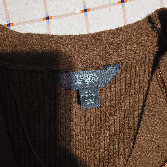 Terra & Sky Ribbed Button-Front Maxi Dress in Brown - Picture 2 of 5